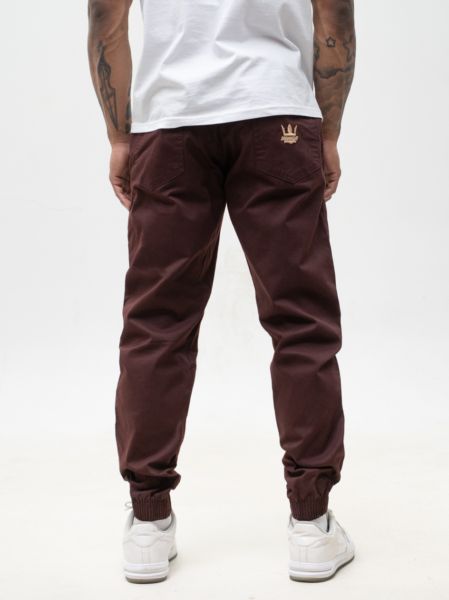 Spodnie Bawełniane Męskie Jogger JiggaWear Burgundowe