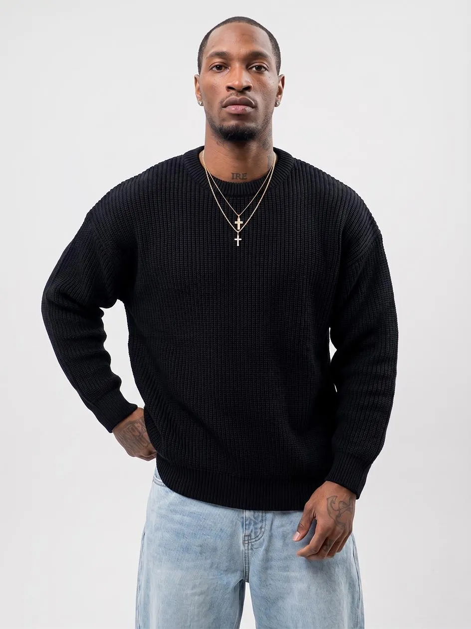 Sweter Oversize Męski Czarny JiggaWear Tab