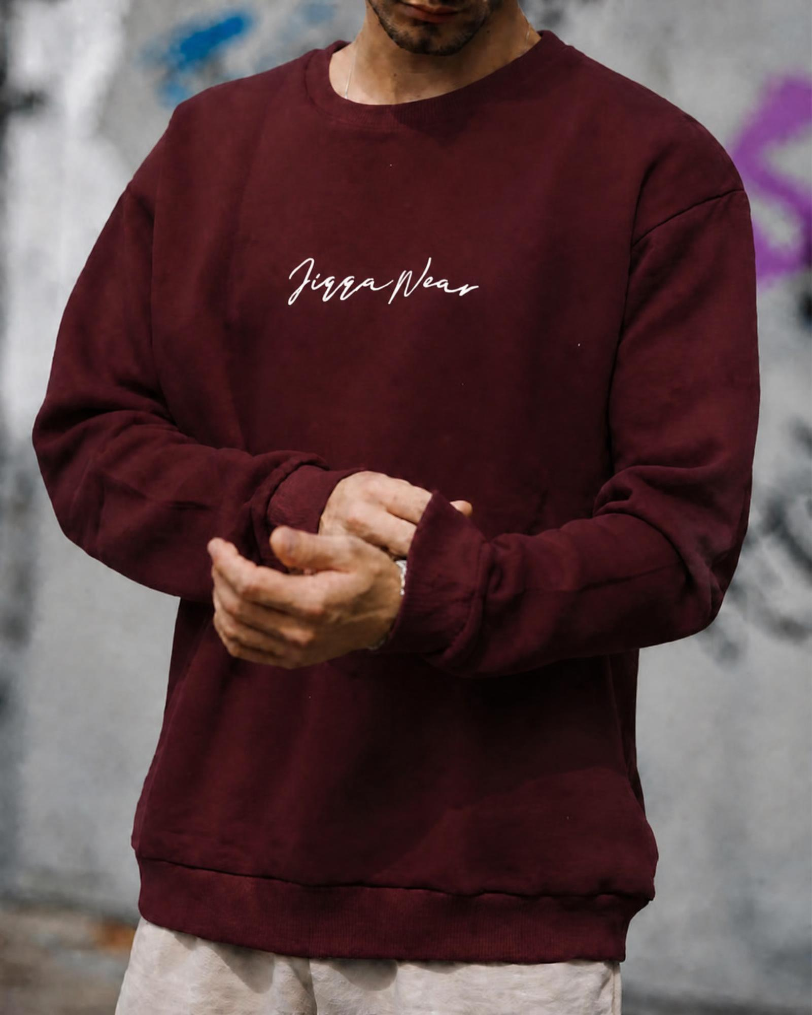 Bluza JIGGA Crewneck Burgundowa White Logo