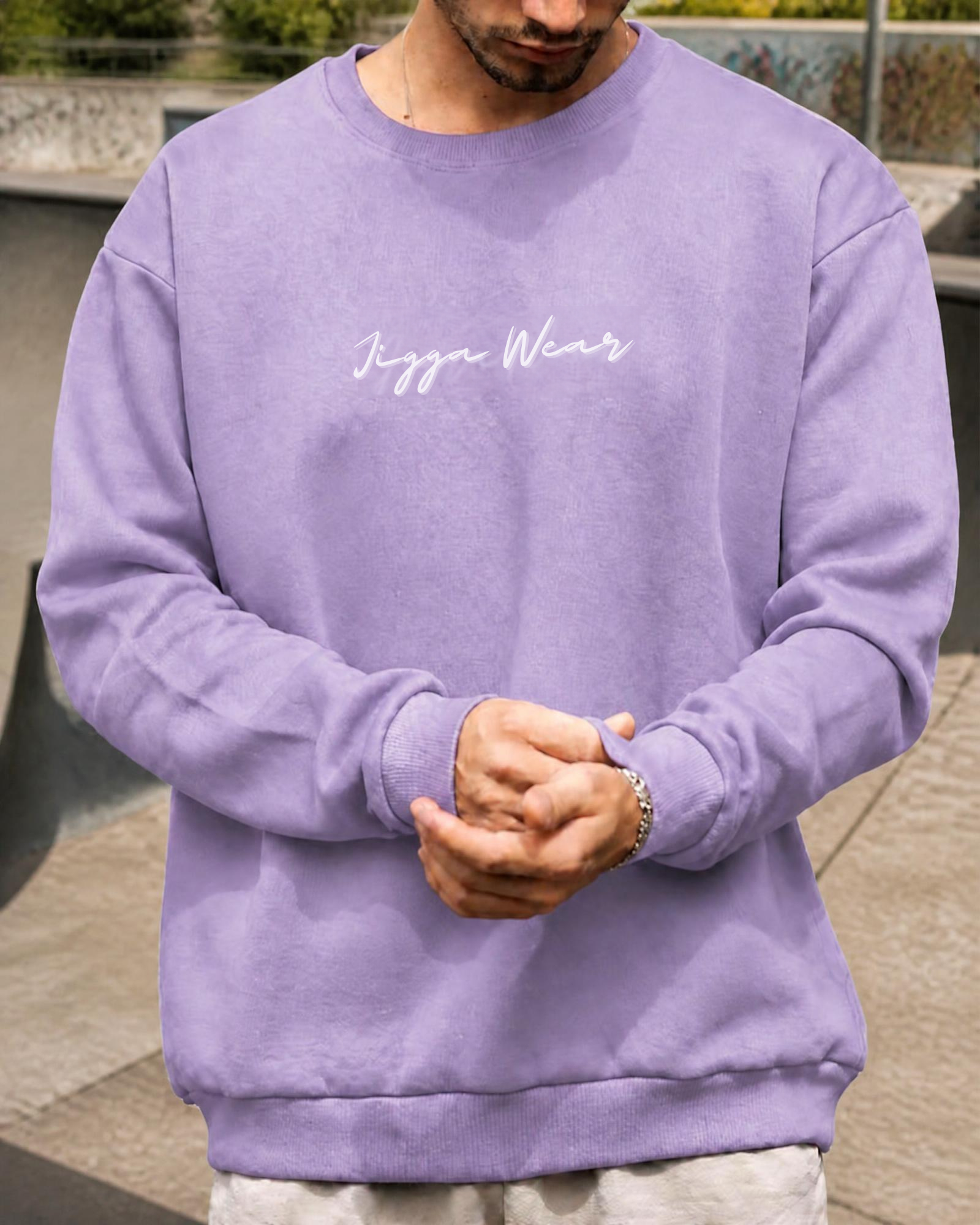 Bluza JIGGA Crewneck Lavenda White Logo